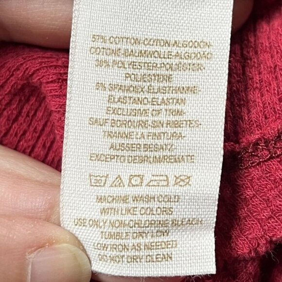 We The Free By Free People Red Thermal Top With Embroidered Sleeves Small - Picture 6 of 7